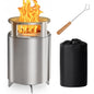 CIAYS Smokeless Firepit, 19 Inch Fire Pit for Camping with Patented Technology, Portable Fire Pit for Outside with Steel Grill Rack, Fire Poker, and Bag, Easy Setup and Storage, Wood Burning