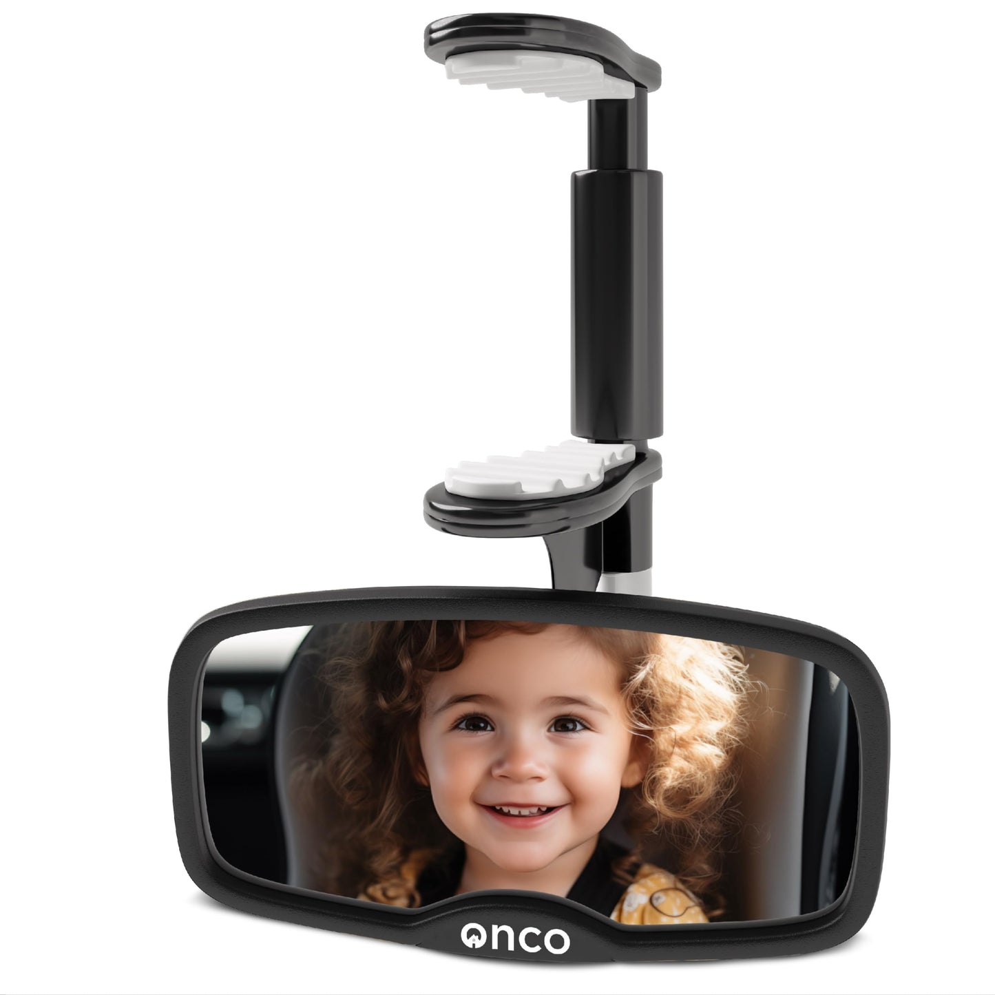 Onco Baby-Autospiegel für nach hinten gerichtete Kindersitze (2 Stück) – 100 % bruchsicher & rüttelfest, preisgekrönter konvexer Autospiegel für Babys mit 360°-Drehung, Neugeborenen-Essentials (24,4 x 17,5 cm)