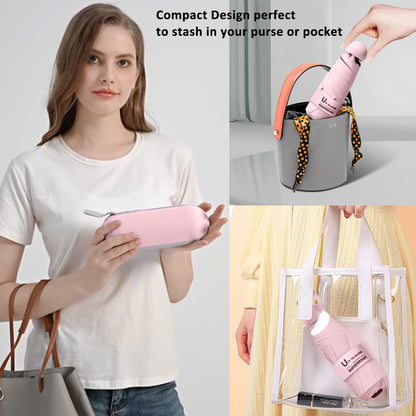 BAODINI Reiseutensilien Mini-Regenschirm für die Handtasche mit Etui Klein Kompakt UV-Sonnenschutz Leicht Winzig Tasche Manuelles Öffnen und Schließen Regenschirm für Damen, Kinder und Herren Passt in Handtasche Rucksack