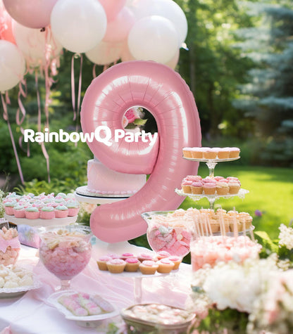 RainbowQ Party 1 Ballon Nummer 40 Zoll für Jungen oder Mädchen Groß Rosa 0-9 Folien-Mylar Großer 1 Zahlenballon Alles Gute zum 1. Geburtstag Party Jubiläumsdekorationen Zubehör