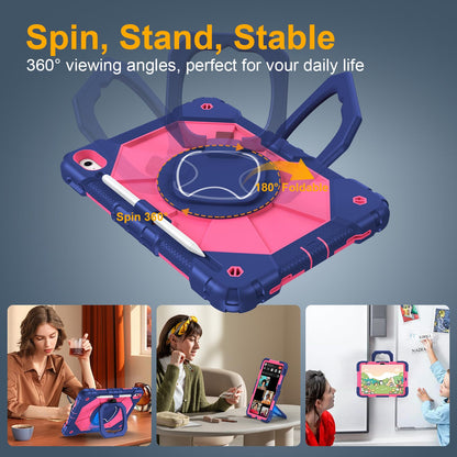 Case for iPad A16 11th Generation 11 Inch 2025, Auorld for iPad 10th Generation 10.9 inch 2022 case with Screen Protector, 360 Degree Rotating Stand Shoulder Strap Pencil Holder, Navy Pink