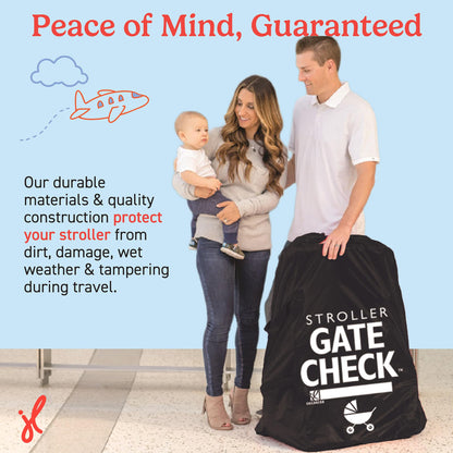 J.L. Childress Gate Check Bag for Single & Some Double Strollers - Travel Bag for Airplane, Fits Most Standard Baby Strollers, Airport Accessories Gate Check, Flying Essentials - Neon Blue