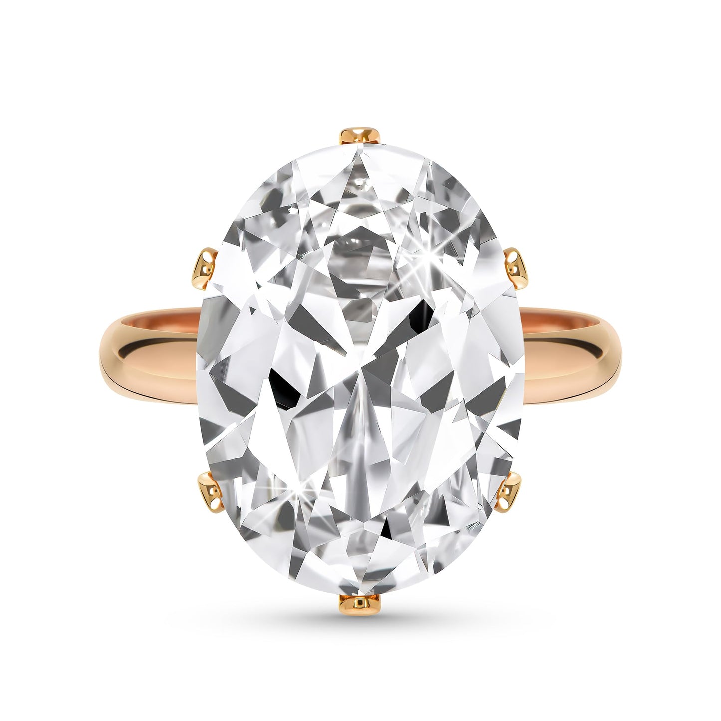 Linawe Cubic Zirconia Imitation Diamond Moissanite Rings for Women, 14K Gold/Rose Gold/Silver Adjustable Chunky Ring, Costume Rhinestone Jewelry for Wedding Engagement