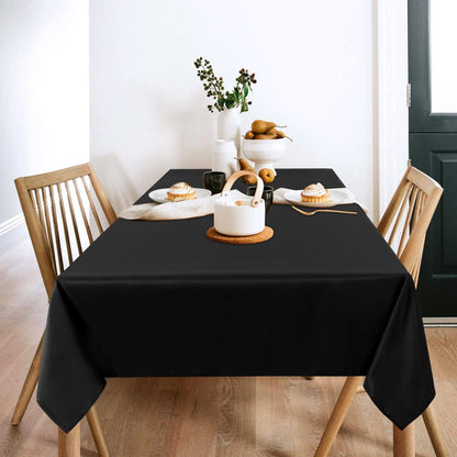 sancua 2 Pack Black Tablecloth 60 x 102 Inch - Perfect for Dining, Parties, and Camping