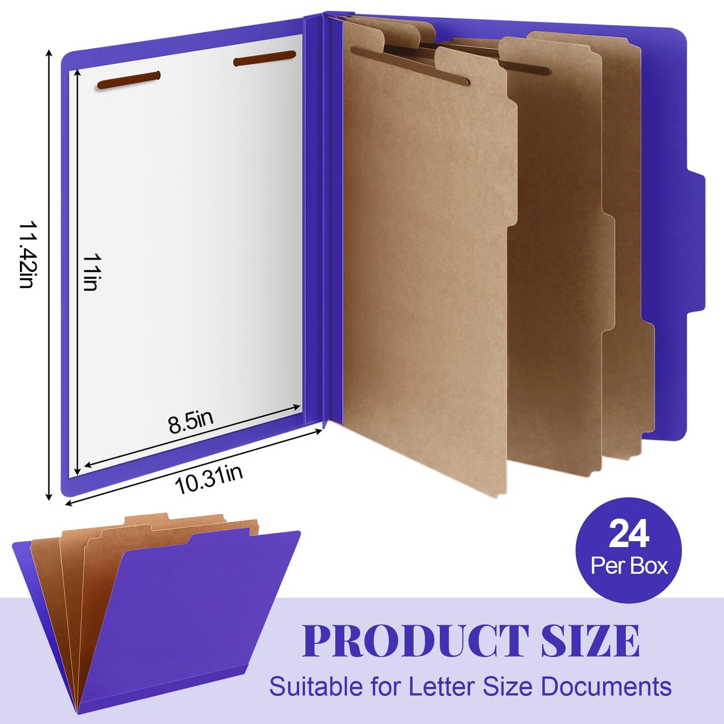Skyygemm 24 Pcs Classification Folders Letter Size, 3 Divider Pressboard File Folder with Fasteners, Expanding File Organizer Bulk for School Teachers, Office Employee, Coworker, Staff (Yellow)