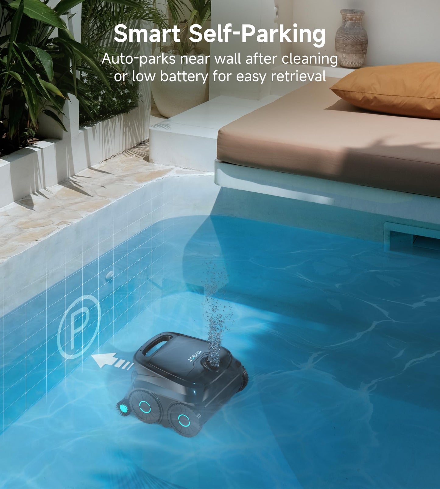 (2026 NEW) WYBOT B1 Cordless Robotic Pool Vacuum for Inground Pools, Six-Roller Brush 4-in-1 Smart Pool Cleaner, Edge Cleaning High Obstacle Crossing, Lightweight, App Navigation, Gray Black