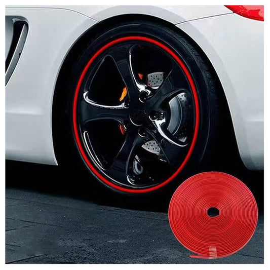 16M Rim Protectors for Alloy Wheels, Car Vehicle Color Wheel Rims Protectors Decoration Strip Tire Guard Line Rubber Moulding Trim, 2 Rolls of Car Wheel Rim Protection Strips,Red,16m