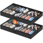 Lifewit Under Bed Shoe Storage Organizer 2 Pack(12 Shoes Cells), 4.3 Inches Profile Fabric Shoes Container Box with Clear Cover, Foldable Storage Bag with 2 Handles, Fits 12 to 24 Pairs