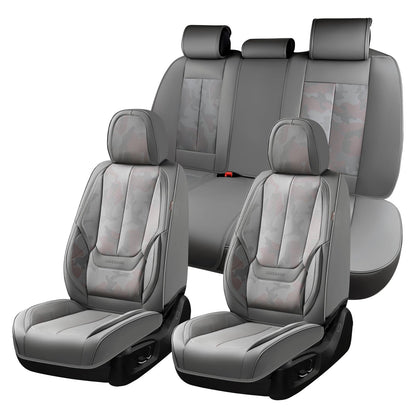 Coverado Car Seat Covers 5 Pieces, Full Set Universal Seat Covers for Cars, Waterproof Nappa Leather Auto Seat Protectors with Head Pillow, Car Interiors Fit for Most Sedans SUV Pick-up Truck, Black