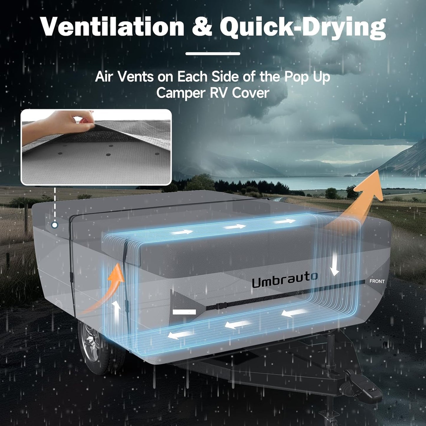 Umbrauto Class C RV Cover Fits 29-32’, Class C Motorhome Camper Cover, Heavy Duty 7 Layers Top Windproof Breathable RV Cover with 3Pcs Extra Straps, Adhesive Repair Patches, 6 Gutter Covers