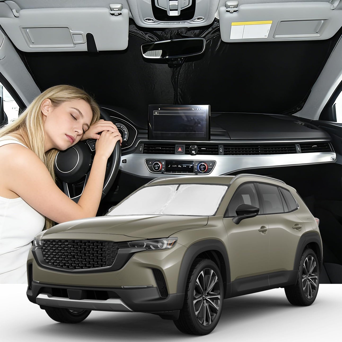 for Toyota Tacoma 2016-2023 2024 2025 2026 Sun Shade Sunshade Windshield Cover - 4 Layers Front Window Shade Custom Fit Tacoma 2Dr 4Dr Pickup Sun Visor 240T Shade Blocks UV Rays Car Accessories