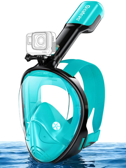 Greatever Full Face Snorkel Mask, Snorkeling Gear for Adults with Latest Dry Top Breathing System and Detachable Camera Mount, Foldable Snorkel Mask Adult, Snorkels Anti-Fog & Anti-Leak