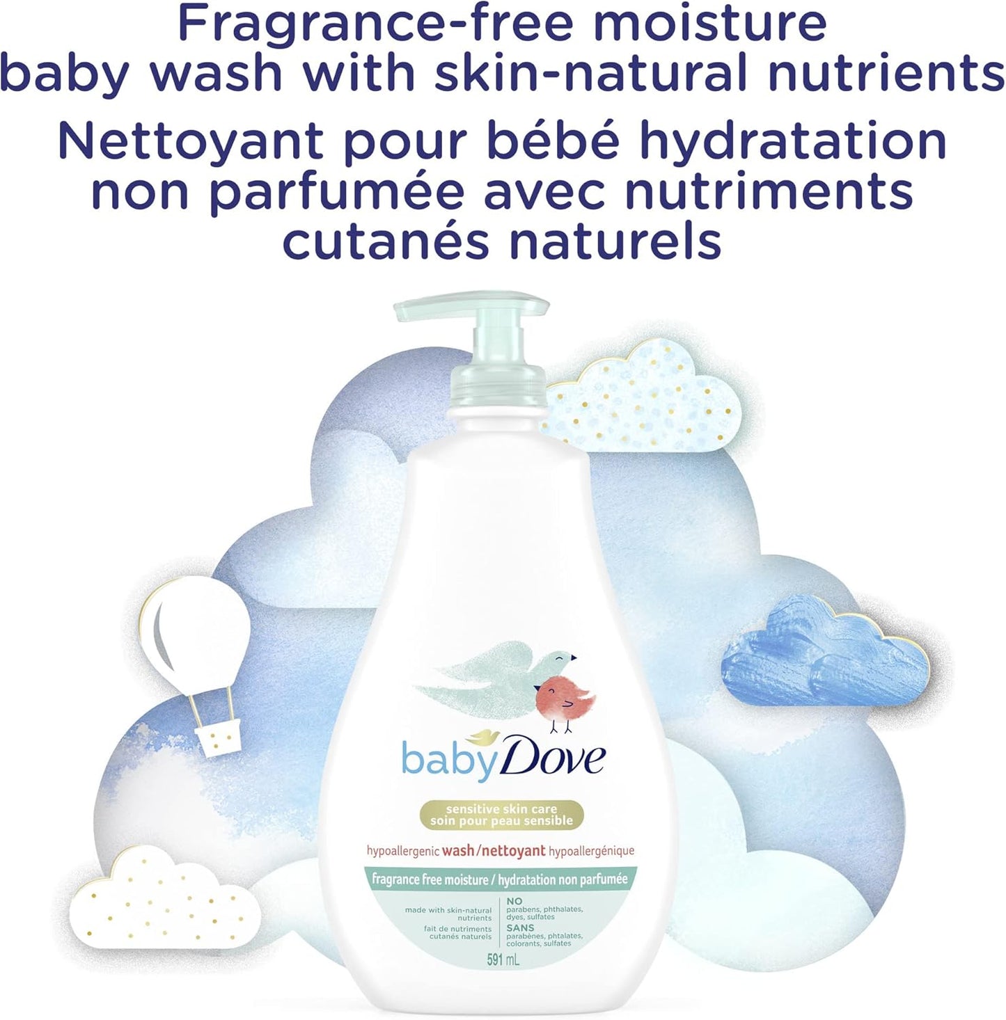 Baby Dove Tip to Toe Waschgel Sensible Feuchtigkeit hypoallergen und parfümfrei 591 ml