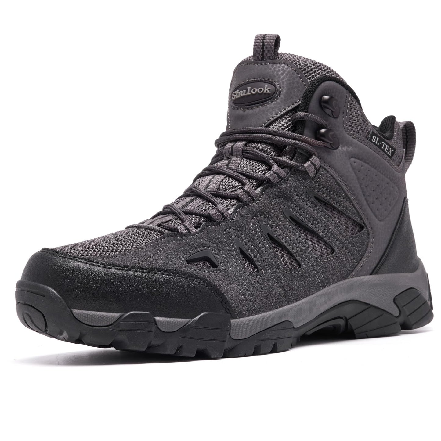 SHULOOK Men's Waterproof Hiking Boots Non-Slip Lightweight Mid Top Ankle Boot Breathable Hiker Trekking Shoes