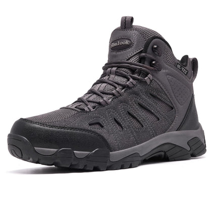 SHULOOK Men's Waterproof Hiking Boots Non-Slip Lightweight Mid Top Ankle Boot Breathable Hiker Trekking Shoes
