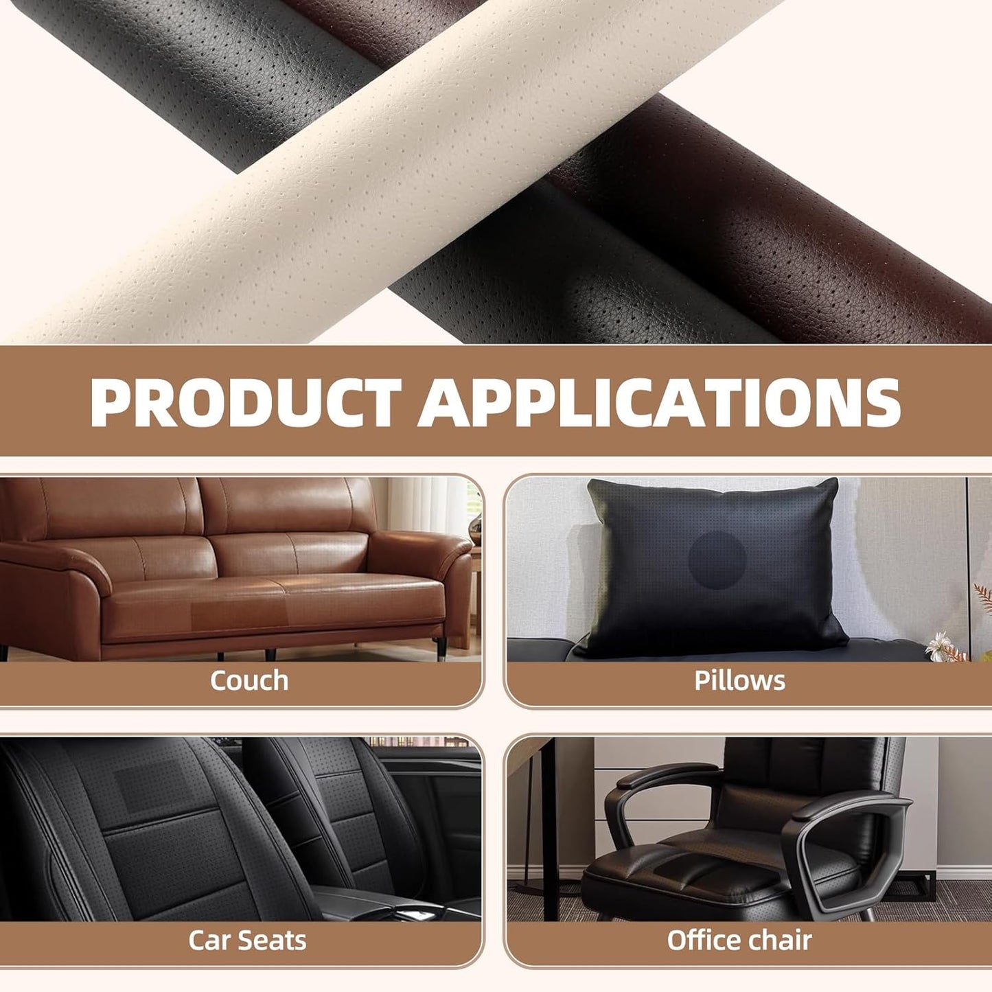 Lederreparatur-Set, 43x200 cm selbstklebender Lederflicken wasserdicht, DIY große Vinyl-Flicken für Sofas, Möbel, Küchenschränke, Wände (Schwarz, 43x200 cm)