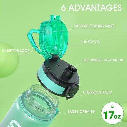 Sahara Sailor Trinkflasche, 950ml Motivations-Sportflasche mit Zeitmarkierung – Trinkzeiten – Tritan, BPA-frei, weite Öffnung auslaufsicher, Fast-Flow-Technologie mit Reinigungsbürste (1 Flasche)