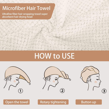 3er-Pack Mikrofaser-Haartuch, Haarturbane für nasse Haare, schnell trocknend, Anti-Frizz-Handtuchwickel für lockiges Haar (Beige, Khaki, Grau)