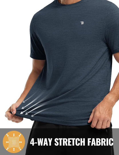 Rdruko Herren Kurzarm Trainingsshirts – Trockene Passform – Feuchtigkeitstransportierend – Für Laufen, Fitnessstudio, aktiven Sport