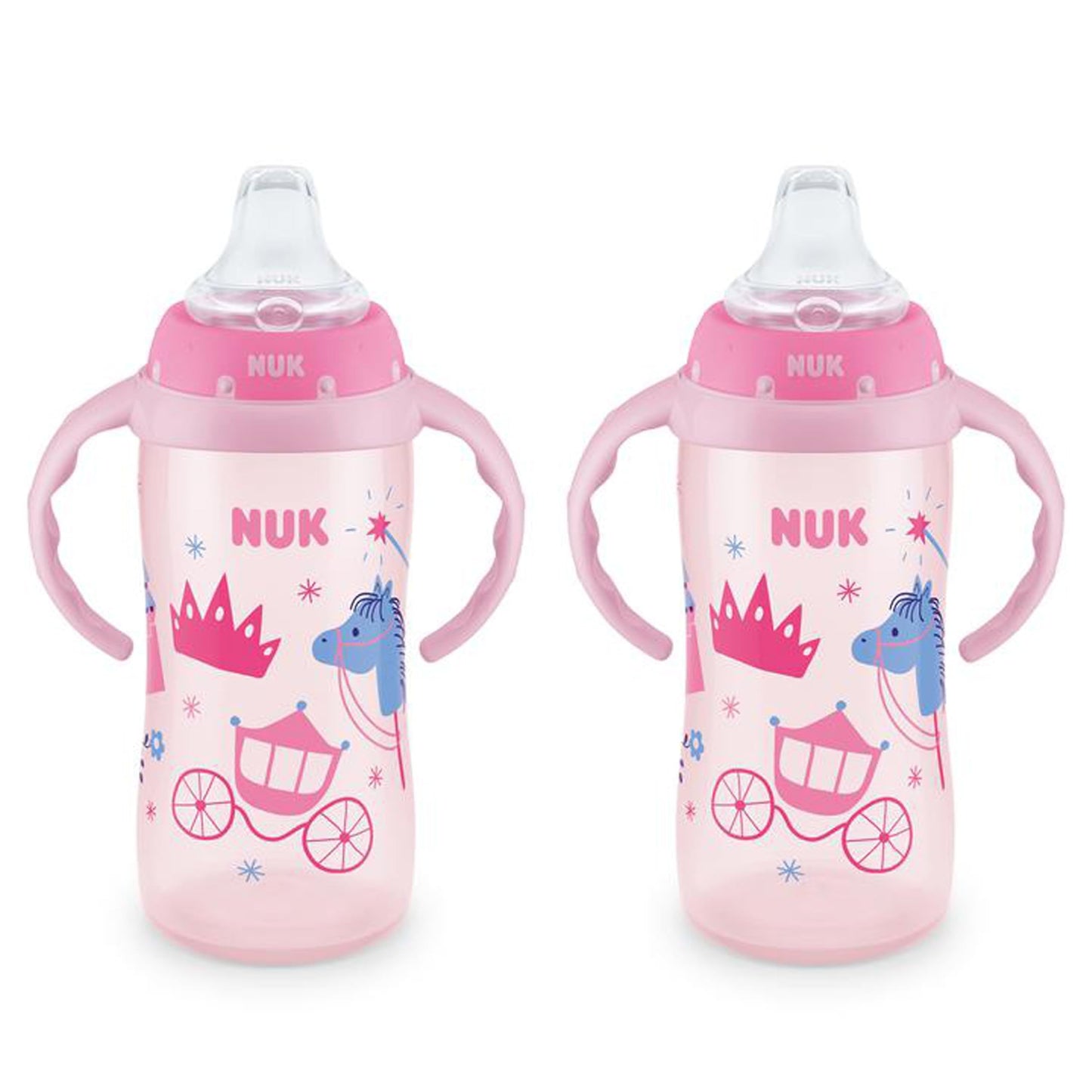 NUK First Choice Large Learner Cup 2.0, 10 oz. Sippy Cup with Handles, Spill Proof, Leak Proof Soft Straw Cup, 2-Pack