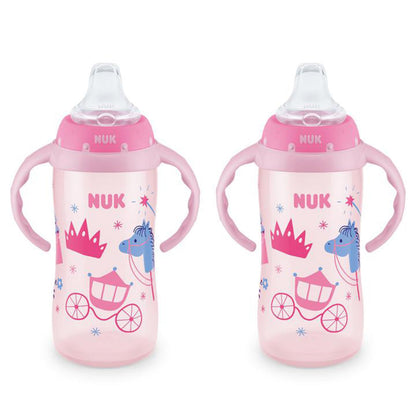 NUK First Choice Large Learner Cup 2.0, 10 oz. Sippy Cup with Handles, Spill Proof, Leak Proof Soft Straw Cup, 2-Pack