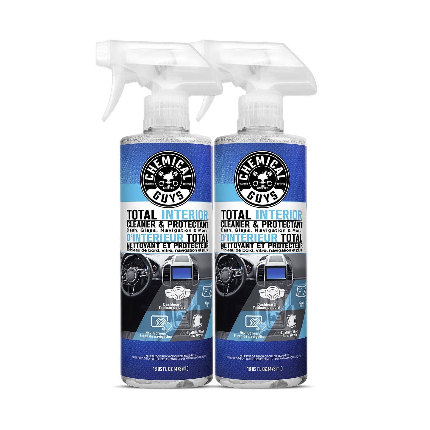 Chemical Guys Total Interior Reiniger & Protector, sicher für Autos, LKWs, SUVs, Motorräder, Wohnmobile & mehr, 473 ml (2er-Pack), Frischer Duft