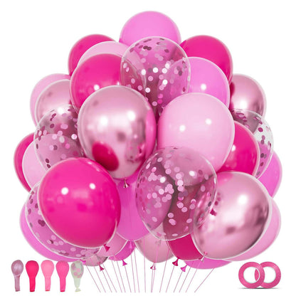 68Pcs Pink and Purple Balloons 12 Inch Metallic Purple Pink Latex Balloon Confetti ballons with Ribbons Party Balloons for Wedding Girls Birthday Baby Shower Decorations.