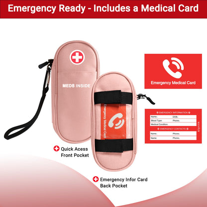 EpiPen Carry Case Insulated, Travel Medical Bag with YKK Zipper, Hold 2 Epi Pens or Auvi-Q, Anti-Histamine, Asthma Inhaler, Allergy Medicines, Emergency Medication Organizer Pouch, Red