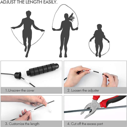 Jump Rope, Tangle-Free Rapid Speed Jumping Rope Cable with Ball Bearings for Women, Men and Kids