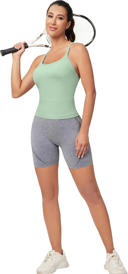 MathCat Workout Tank Tops für Damen mit integriertem BH, ärmellose Gym Tops Nahtlose Racerback Athletic Yoga Shirts
