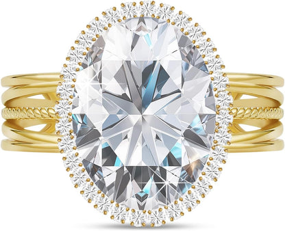 Linawe Birthstone Chunky Adjustable Rings for Women, Gold/Silver/Rose Gold Statement Rings, Imitation Diamond Fake Gemstone Crystal Cocktail Ring, Cubic Zirconia Costume Jewelry