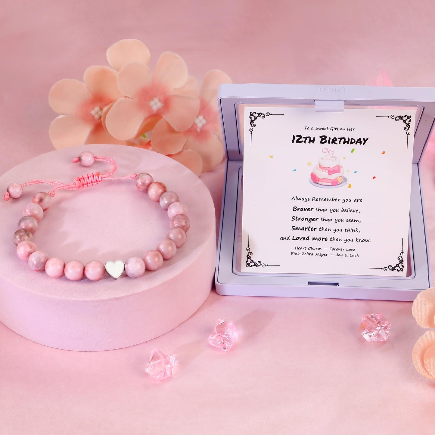 Sereney 5 Jahre altes Mädchen Geburtstagsgeschenkideen, verstellbares rosa-weißes Perlenarmband als Fünf-Jahres-5-Jahre-altes 5. Geburtstagsgeschenk für Teenager-Mädchen, Tochter, Nichte, Enkelin