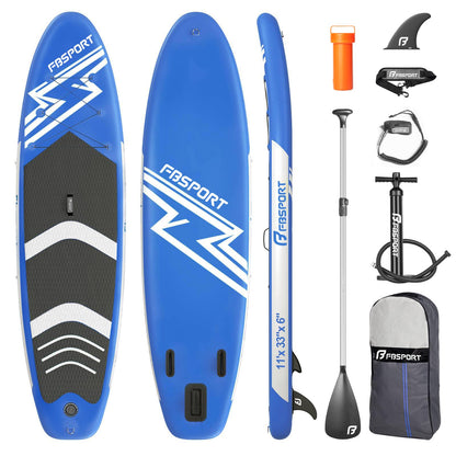 FBSPORT 11' Premium Stand Up Paddle Board, Yoga Board with SUP Accessories & Carry Bag | Wide Stance, Surf Control, Non-Slip Deck, Leash, Paddle and Pump for Youth & Adult