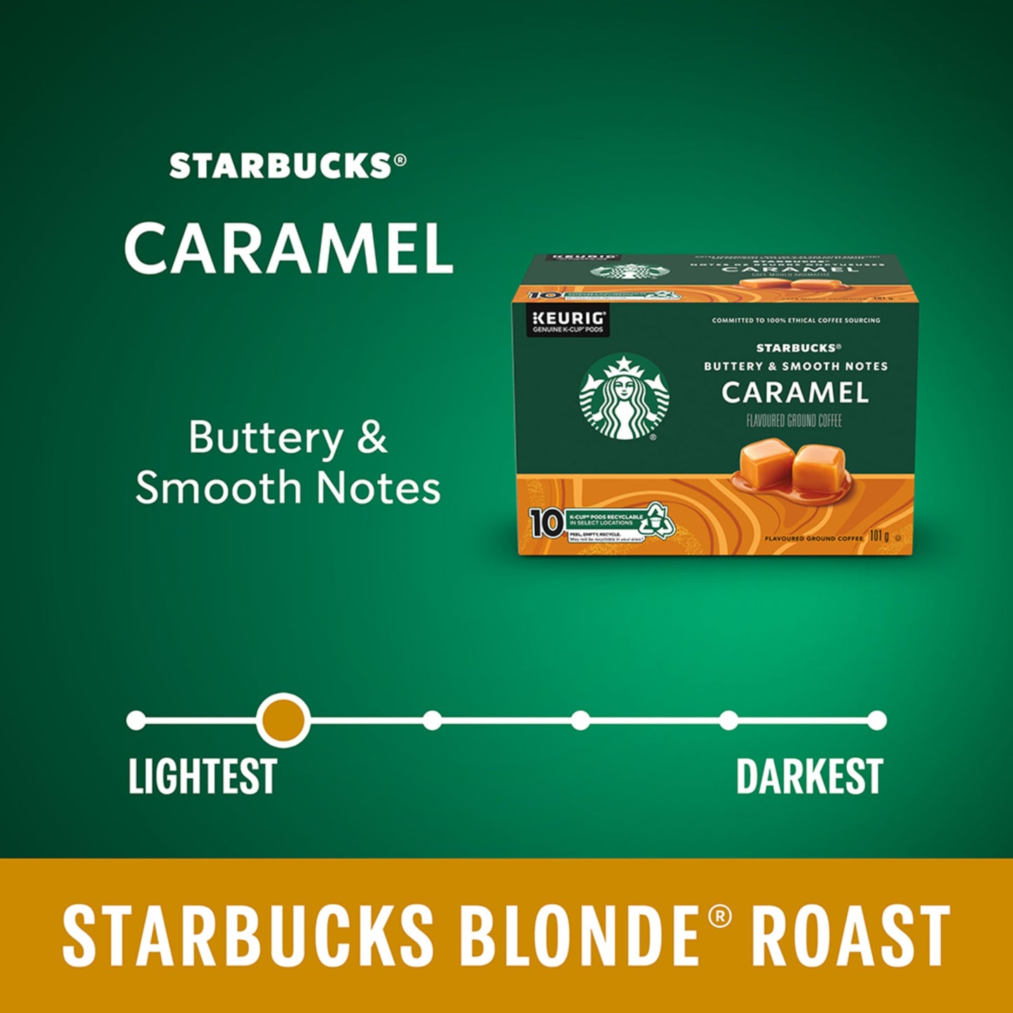 Cápsulas de café con sabor a caramelo Starbucks K-Cup. 10 unidades.