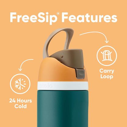 Owala FreeSip Isolierte Edelstahl-Wasserflasche mit Strohhalm für Sport und Reisen, BPA-frei, 710 ml, Shy Marshmallow