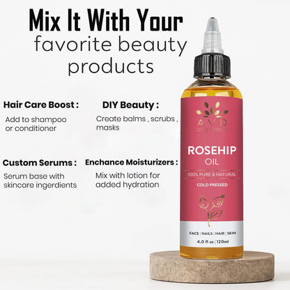 AVD Organics Rosmarinöl für Haarwachstum & Kopfhaut | Mit Biotin angereichert | Haarstärkend, pflegend und voluminös | Mit Jojoba- & Rizinusöl angereichert | GVO-frei 120ml