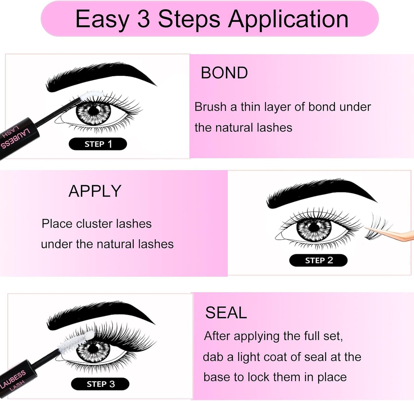 Wimpernverlängerungs-Set 20D+40D Cluster mit Kleber und Versiegelung – Wasserdichtes DIY-Wimpernverlängerungs-Set mit Pinzette (Set 20D/40D-0.07D-9-16Mix)