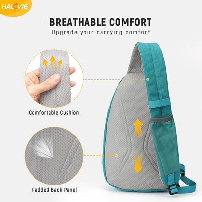 HALOVIE Anti-Diebstahl Sling Bag RFID-Reise-Sling-Rucksack Leichtgewicht Wander-Umhängetasche Brusttasche zum Spazierengehen Arbeiten