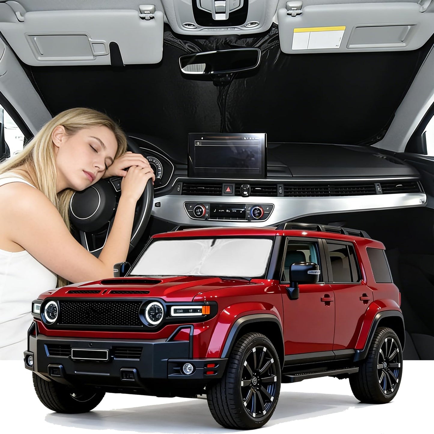 for Toyota Tacoma 2016-2023 2024 2025 2026 Sun Shade Sunshade Windshield Cover - 4 Layers Front Window Shade Custom Fit Tacoma 2Dr 4Dr Pickup Sun Visor 240T Shade Blocks UV Rays Car Accessories