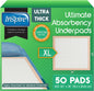 Inspire Super Absorbent Disposable Bed Pads for Chronic Incontinence Ultra Thick and Absorbent Bed Pads Disposable Adult | Pee Pads for Adults (36" X 36" Pack of 50) XX Large