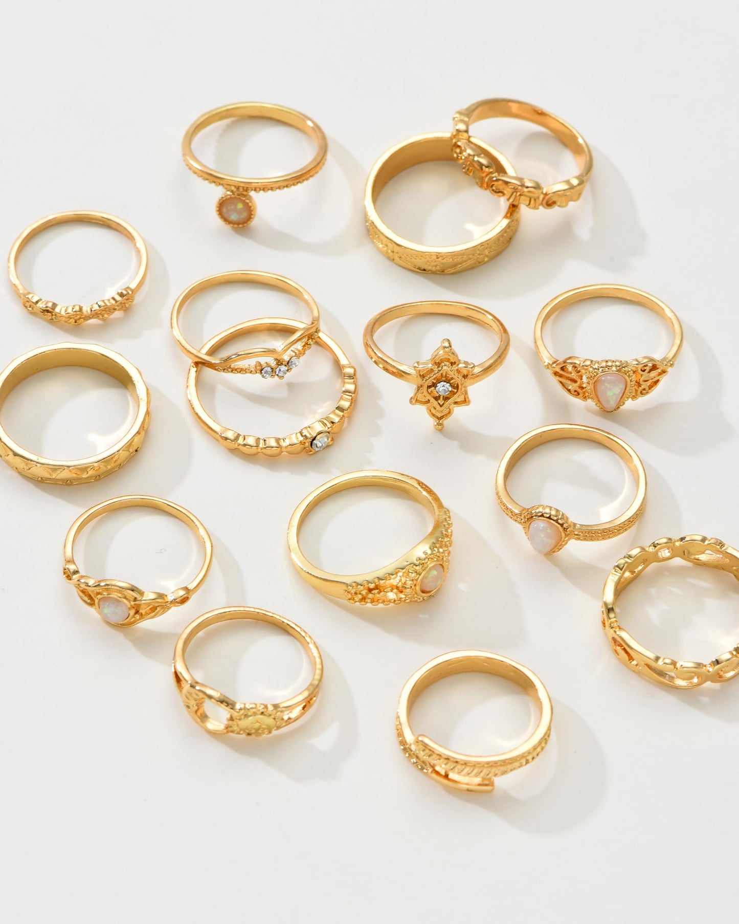 FAXHION 24-60 Pcs Gold Stackable Rings for Women, Knuckle Rings Chunky Gold Ring Set Dainty Stacking Cute Rings, Multiple Sizes Cute Jewelry Set Gift