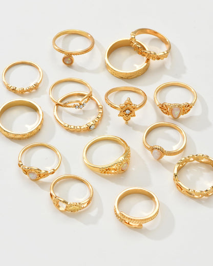 FAXHION 24-60 Pcs Gold Stackable Rings for Women, Knuckle Rings Chunky Gold Ring Set Dainty Stacking Cute Rings, Multiple Sizes Cute Jewelry Set Gift