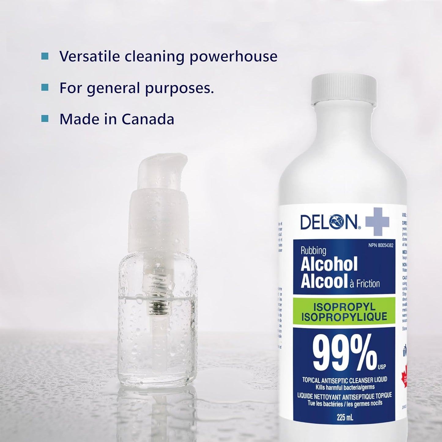 Delon Isopropyl 99 Prozent – 1 Flasche (225 ml) Reinigungsalkohol – Hochreiner IPA-Reiniger zur Reinigung und medizinischen Anwendung.
