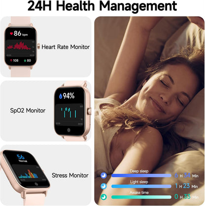 Smartwatch für Herren Damen (Anrufe entgegennehmen/tätigen), Alexa-Smartwatch kompatibel mit Android iOS, Fitness-Tracker mit Herzfrequenz-SpO2-Schlafmonitor, 1,8 Zoll HD DIY Zifferblatt Wasserdichte Uhr mit Bluetooth-Anruffunktion