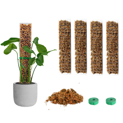 EOX 4 Pcs 24 Inch Plastic Moss Pole for Monstera, Large D Shaped Poles for Climbing Plants Work with Sphagnum Moss, 90 Inch Plant Stake Set of 4, Garden Ties