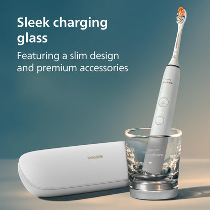 Philips Sonicare DiamondClean Smart 9500 Electric Toothbrush - Sonic Toothbrush with App, Pressure Sensor, 15 Brushing Settings, Replacement Reminder, USB Charging Travel Case, Black, Model HX9923/11