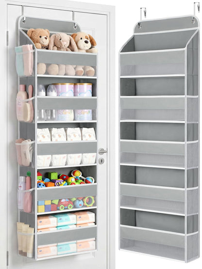 Yecaye 1 Pack Over the Door Organizer, 35.2lbs Load Toy Stuffed Animal Storage, Swing-proof Hanging Bathroom Organizers and Storage for Nursery Newborn Baby Essential Stuff Dorm Room Essentials