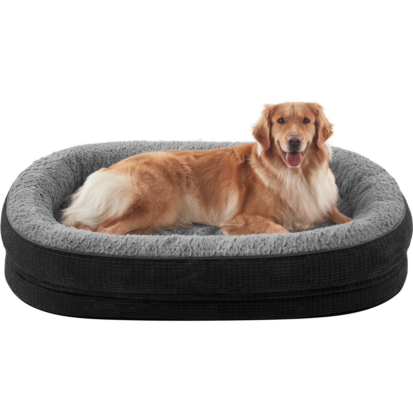 JOEJOY Orthopedic Dog Beds Large Sized Dog, XL Egg-Crate Memory Foam Pet Couch Bed with Bolster Sides, Waterproof Lining, Removable Washable Cover & Non-Slip Bottom, Brown