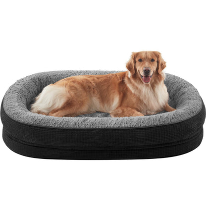 JOEJOY Orthopedic Dog Beds Large Sized Dog, XL Egg-Crate Memory Foam Pet Couch Bed with Bolster Sides, Waterproof Lining, Removable Washable Cover & Non-Slip Bottom, Brown