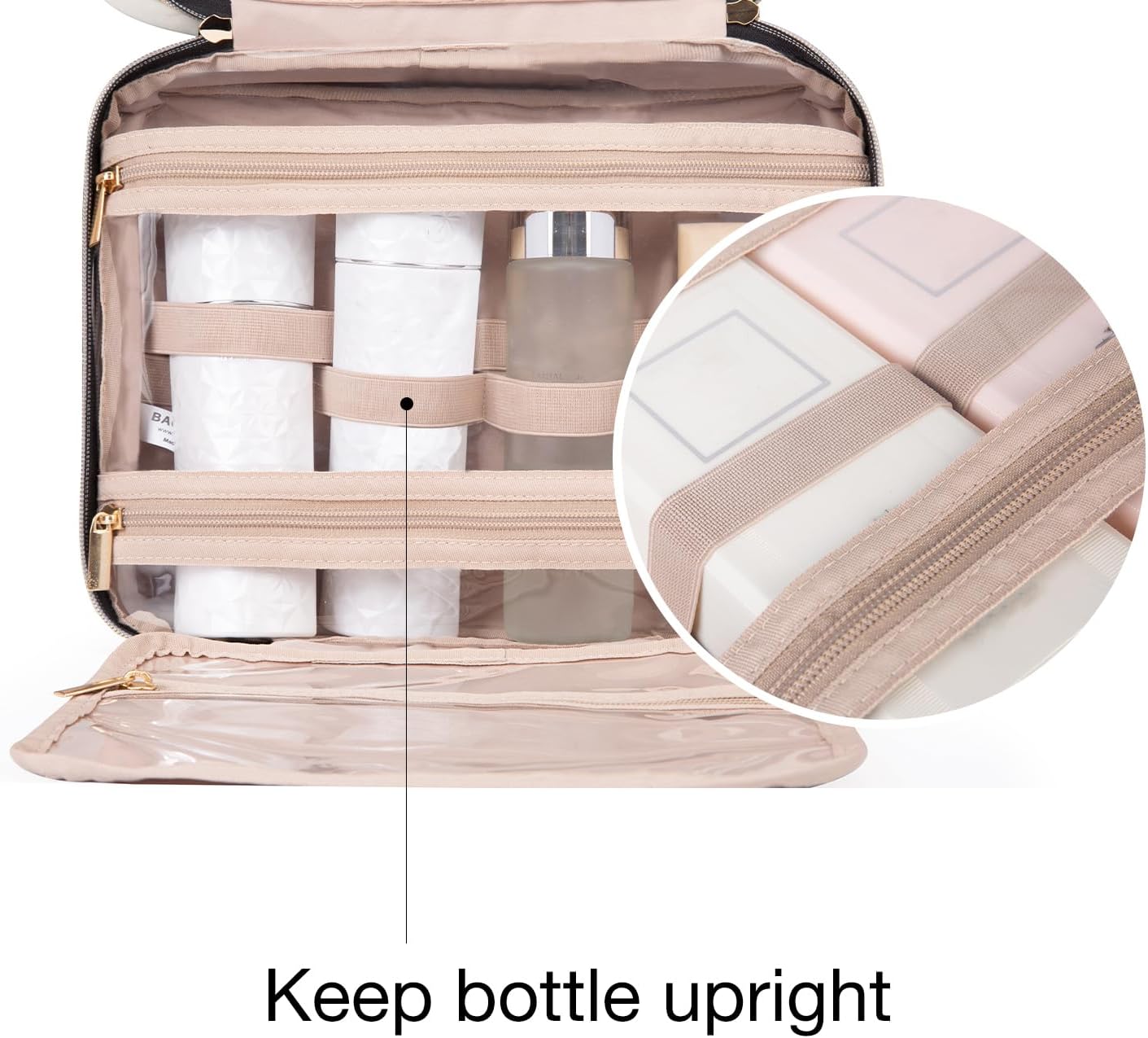 BAGSMART Kulturbeutel Reise-Organizer mit Aufhängehaken, wasserdichte Make-up-Kosmetiktasche für Zubehör, Shampoo, Standardbehälter, Toilettenartikel